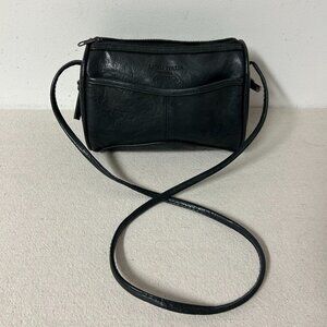 Moda Italia Venezla Purse Black Leather Shoulder Bag 7.5"x6.5"